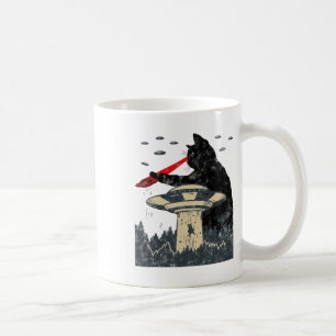 Alien Ufo Abduction Laser Eye Funny Cat Coffee Mug