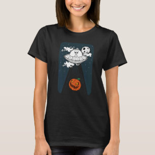 Alien Ufo Abduction Lazy Halloween Costume Pumpki T-Shirt