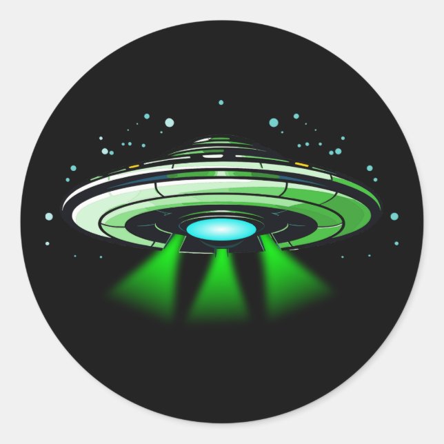 Alien UFO Abduction Space Birthday Party  Classic Round Sticker (Front)