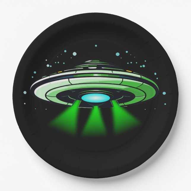 Alien UFO Abduction Spaceship Birthday Party  Paper Plate (Front)