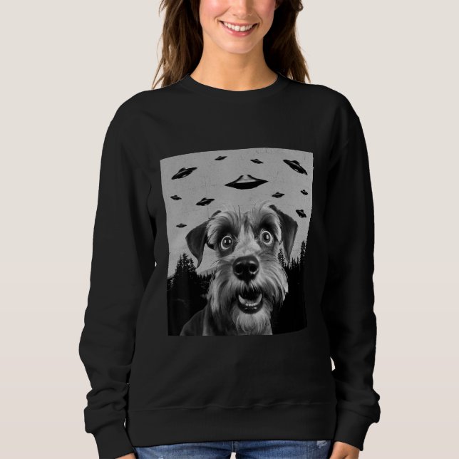 Alien UFO  Cesky Terrier Dog  Men Women Kids Sweatshirt (Front)