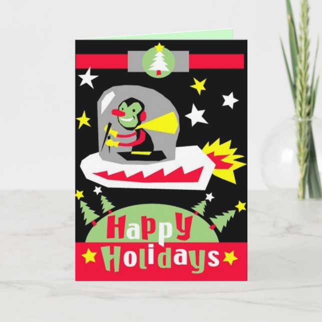 "Alien UFO" Christmas Card (Front)