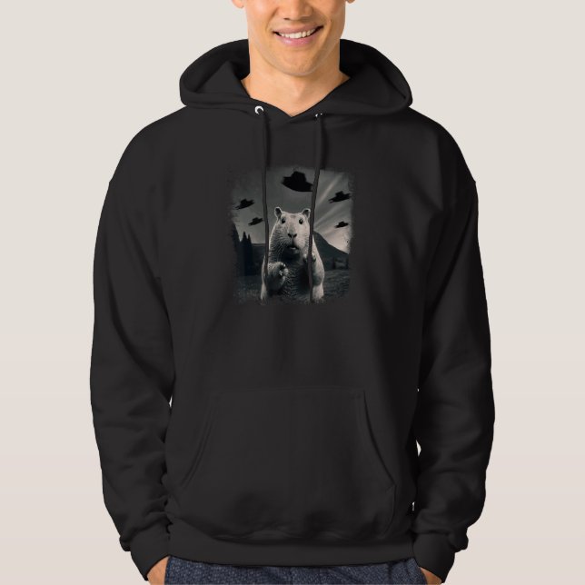 Alien UFO Funny Capybara animal Capybara Lover Hoodie (Front)