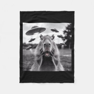 Alien Ufo Funny Capybara Stuffed Animal For Men Fleece Blanket