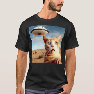 Alien UFO Funny Cat T-Shirt