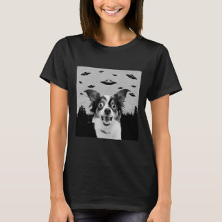Alien UFO Funny Papillon Dog Lover Men Women Kids T-Shirt
