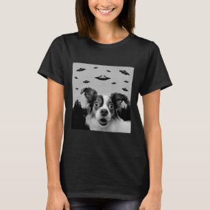 Alien UFO Funny Papillon Dog Lover Men Women Kids T-Shirt