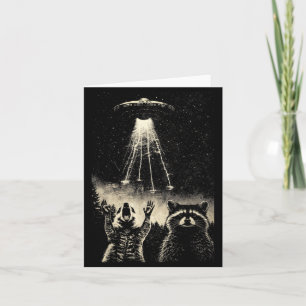 Alien ufo funny raccoon meme vintage graphic card