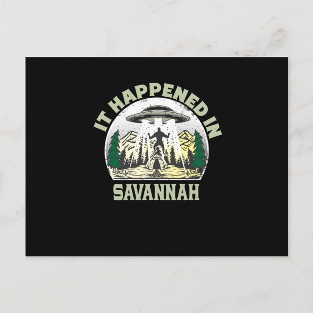 Alien UFO In savannah City Postcard (Front)