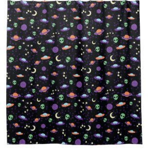 Alien UFO in Space Shower Curtain
