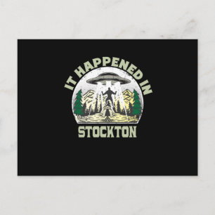 Alien UFO In stockton City Postcard