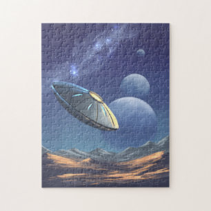 Alien ufo in the space jigsaw puzzle