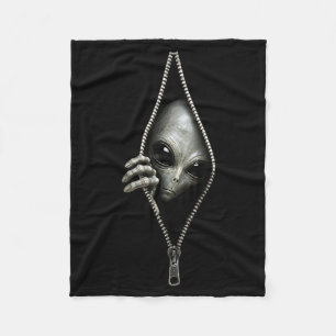Alien Ufo Optical Illusion Realistic Zipper Fleece Blanket