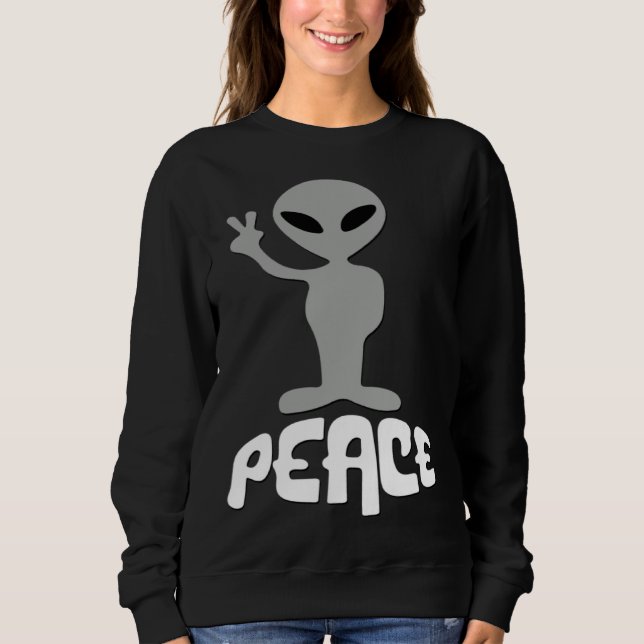 Alien UFO Peace Sign Sweatshirt (Front)