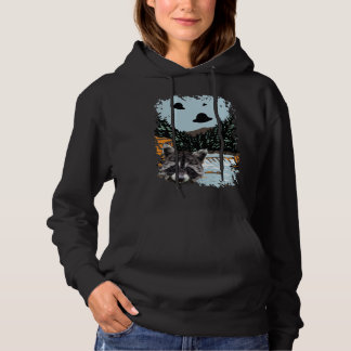 Alien UFO Raccoon Lovers Extraterrestrial Encounte Hoodie