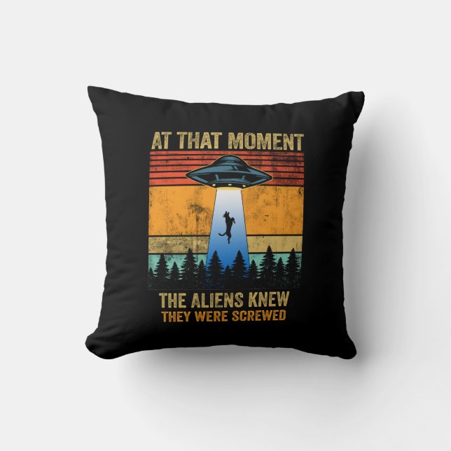 Alien UFO Spaceship beaming up Belgian Malinois   Cushion (Front)