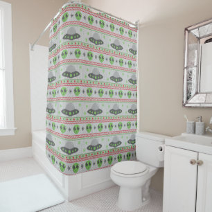 Alien Ugly Christmas Sweater Shower Curtain