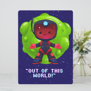 ALIEN ,UNIVERSE, ROCKETSHIP, PLANET AND ASTRONAUTS HOLIDAY CARD