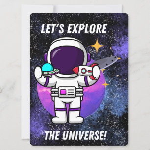 ALIEN ,UNIVERSE, ROCKETSHIP, PLANET AND ASTRONAUTS HOLIDAY CARD