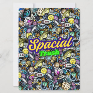 ALIEN ,UNIVERSE, ROCKETSHIP, PLANET AND ASTRONAUTS HOLIDAY CARD