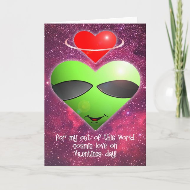 Alien Valentines Day Holiday Card (Front)