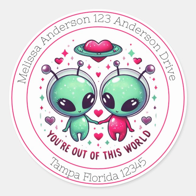 Alien Valentines Out of this world Envelope Seal  (Front)