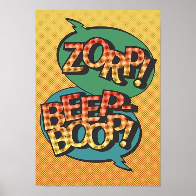 Alien vs robot pop art retro poster (Front)