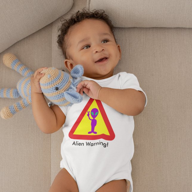 Alien Warning Purple Alien Caution Sign Baby Bodysuit (Alien Warning Purple Alien Caution Sign Baby Bodysuit)
