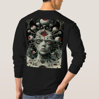 ALIEN WATCHING FOR EARTH, BACK PRINTED DESIGN T-Shirt