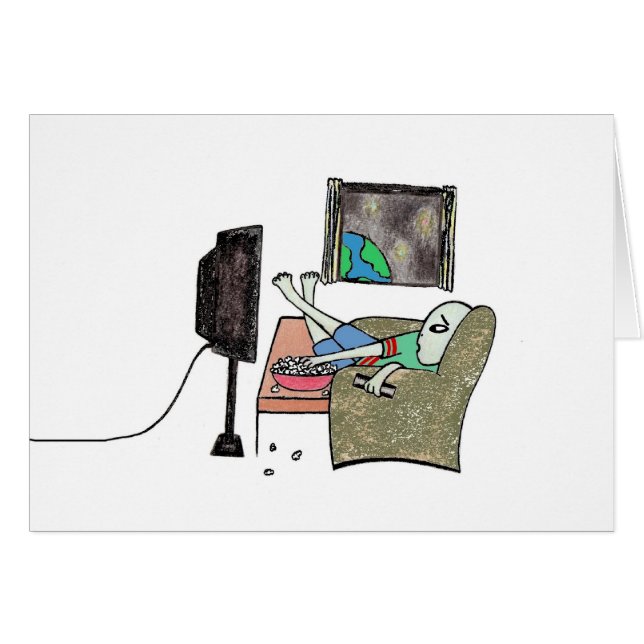 Alien Watching TV (Front Horizontal)