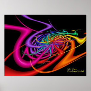 Alien Waves Modern Colourful Abstract Art Poster