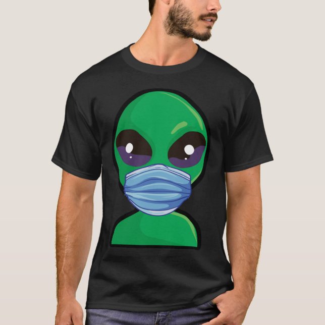 Alien Wearing Face Mask T-Shirt (Front)