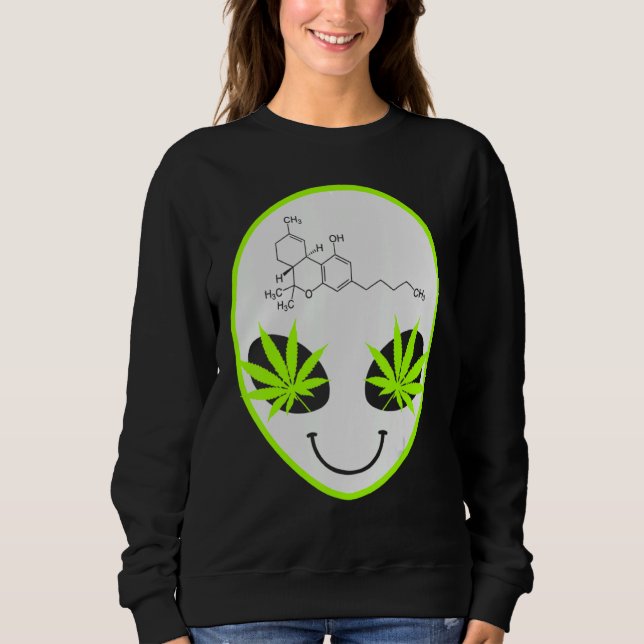 Alien Weed Street Wear Artwork Illustration Sweatshirt (Front)