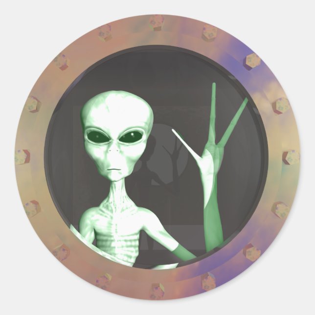 Alien window classic round sticker (Front)