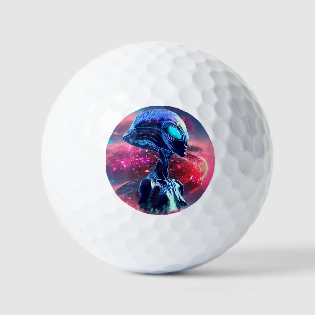 Alien Wisdom Psychedelic Scifi Art Golf Balls (Front)