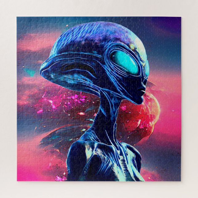 Alien Wisdom Psychedelic Scifi Art Jigsaw Puzzle (Vertical)
