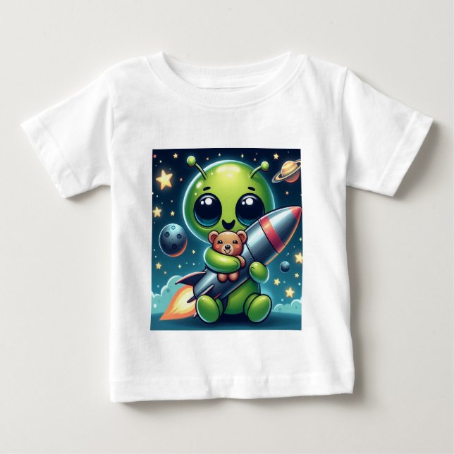ALIEN WITH A ROCKET BABY T-Shirt (Front)