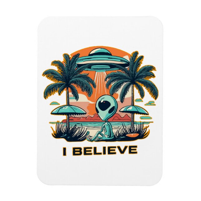 alien with UFO I BELIEVE Magnet (Vertical)