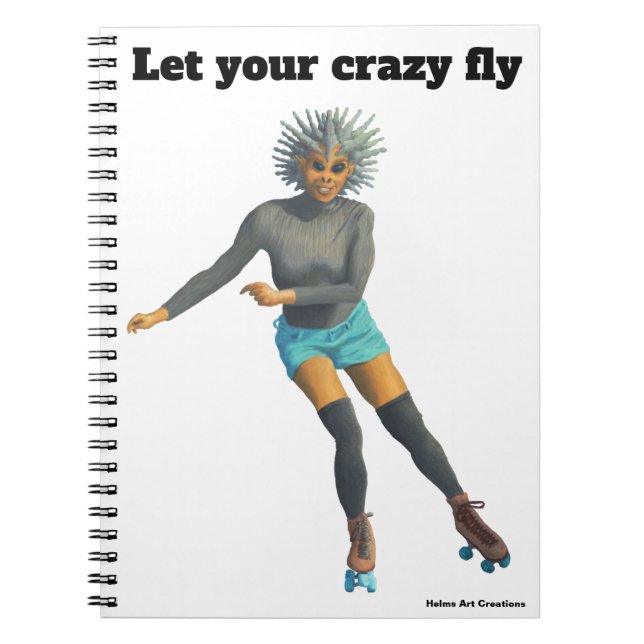 Alien Woman Roller Skater Fantasy Art Notebook (Front)