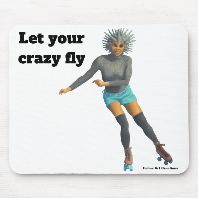 Alien Woman Roller Skating Fantasy Art Mouse Pad (Front)