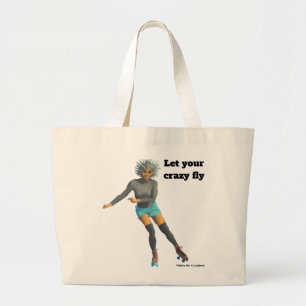 Alien Woman Roller Skating Fantasy Art Tote Bag