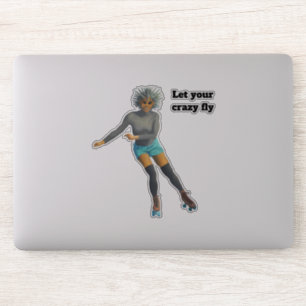 Alien Woman Roller Skating Fantasy Custom Sticker