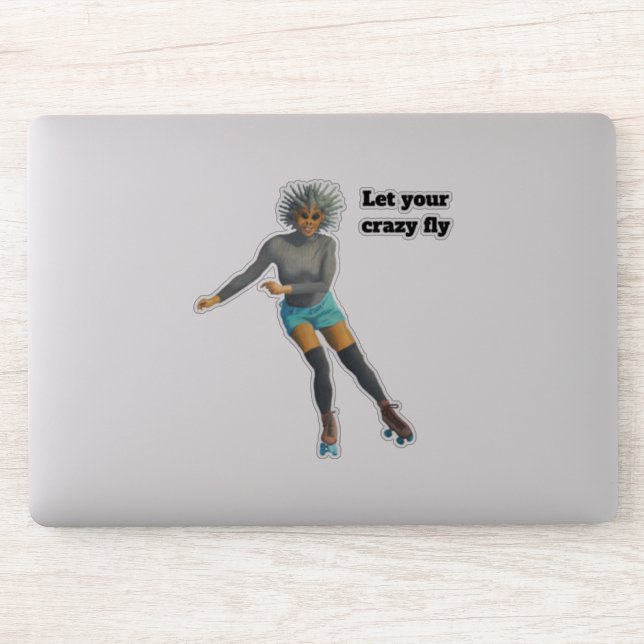 Alien Woman Roller Skating Fantasy Custom Sticker (Computer)