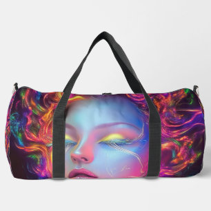 Alien Woman with Cosmic Hair Duffle Bag