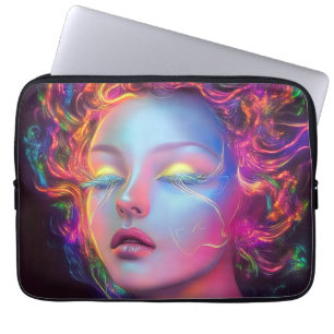 Alien Woman with Cosmic Hair Laptop Sleeve