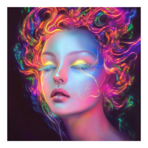Alien Woman with Cosmic Hair Photo Print