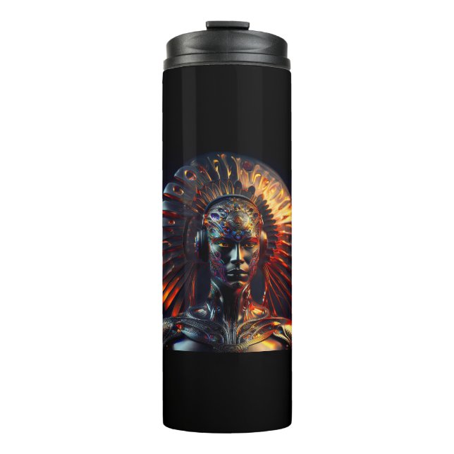 Alien Woman With Metal Headdress Thermal Tumbler (Front)