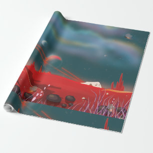 Alien world landscape wrapping paper