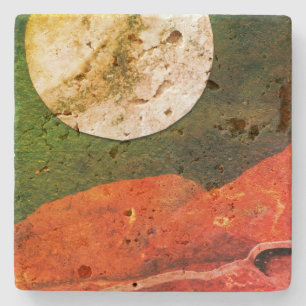 Alien world orbited by large space rock stone coaster