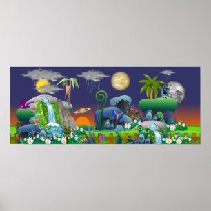 "Alien World Sunsets," Sci-Fi Decor Poster